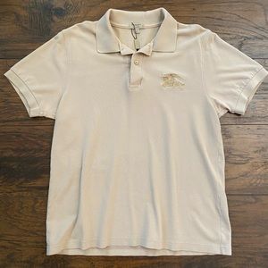 Burberry slim fit large big logo golf polo beige